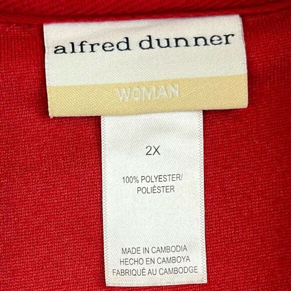 Alfred Dunner Red Floral Embroidered Sweatshirt 2X - Picture 6 of 10